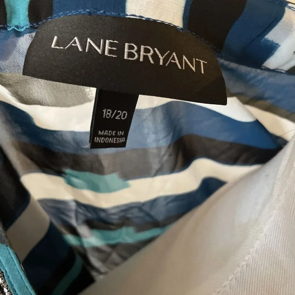 Lane Bryant Women’s Tunic Top Plus 18/20 Bling Boho Blue Geometric Semi Sheer - Picture 6 of 10